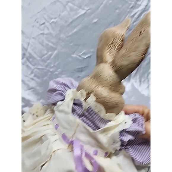 Vtg Shelve Sitter Rabbit Doll 22” Stuffed Body Ceramic Head And  Feet  Farmhouse - Picture 10 of 10